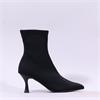 Miss Elastic High Heel Point Ankle Boot - Black Lycra